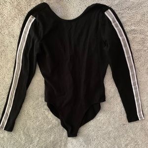 Black long sleeve bodysuit top